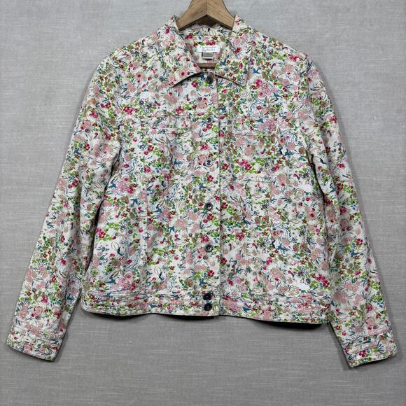 Christopher & Banks Floral Jacket Medium Y2K Feminine Linen Blend Gardencore - Picture 1 of 7